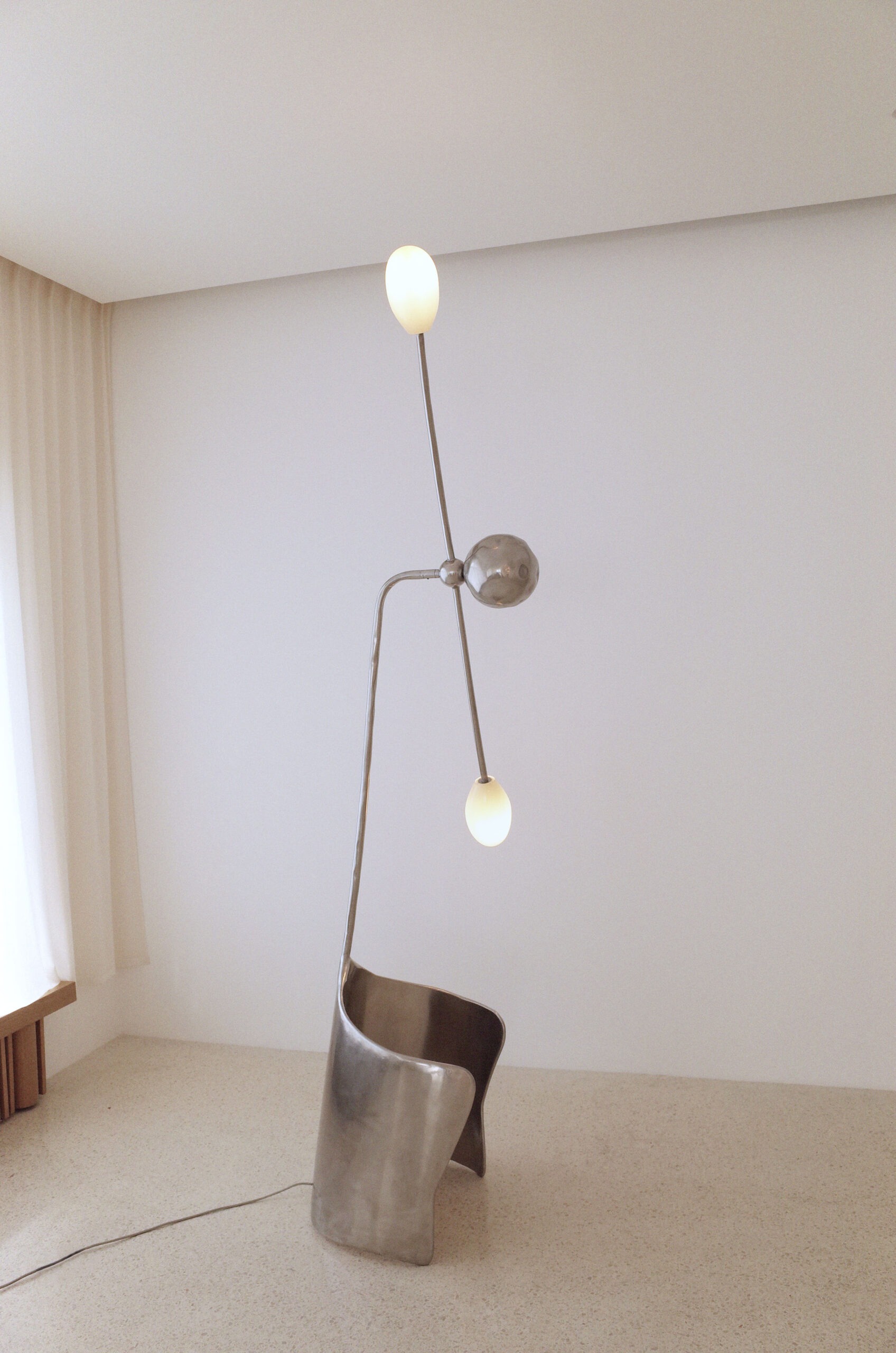 Moulin Floor Lamp In Brass & Hand Blown Glass by Atelier Ellery 3