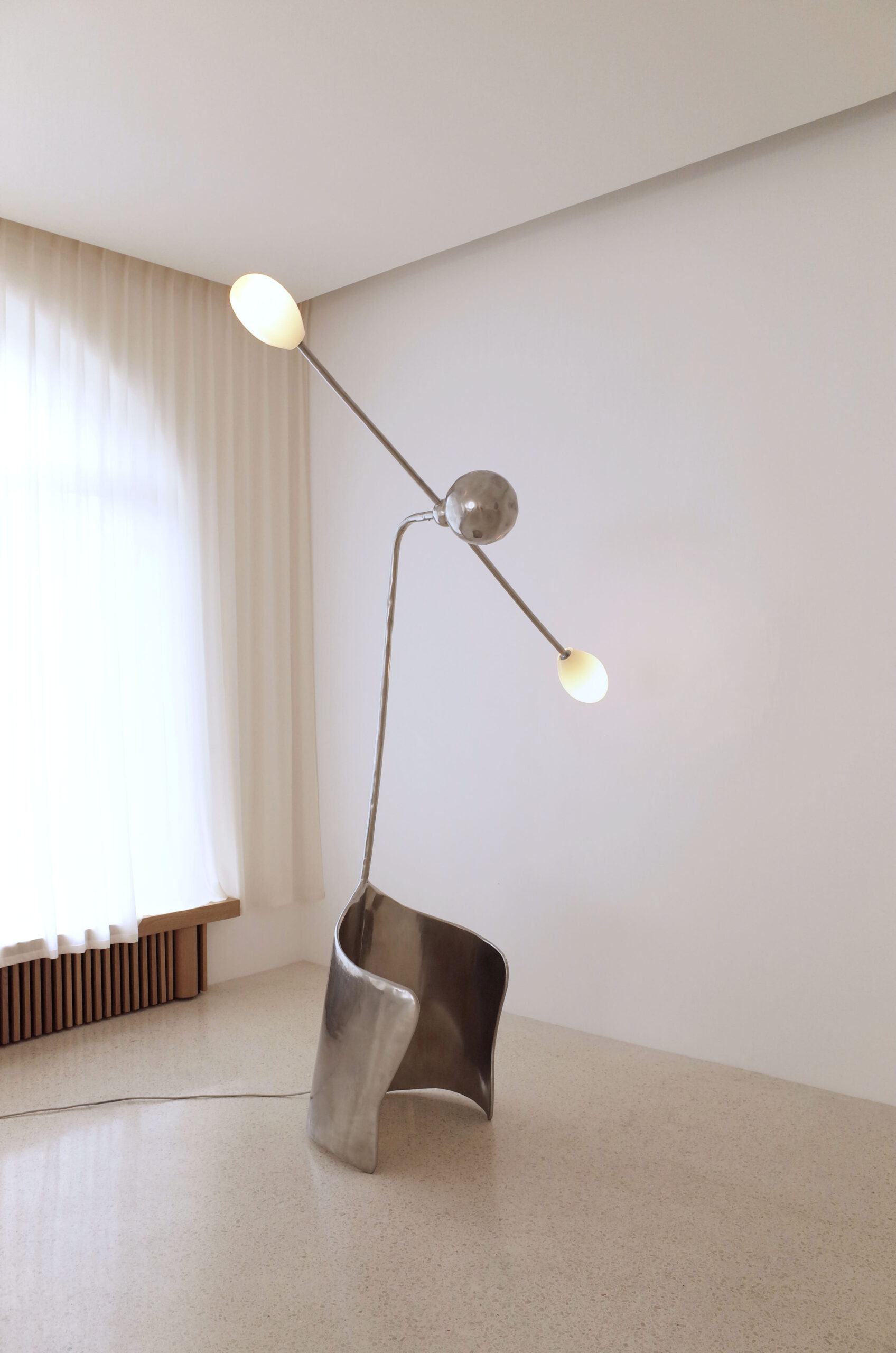 Moulin Floor Lamp In Brass & Hand Blown Glass by Atelier Ellery 4