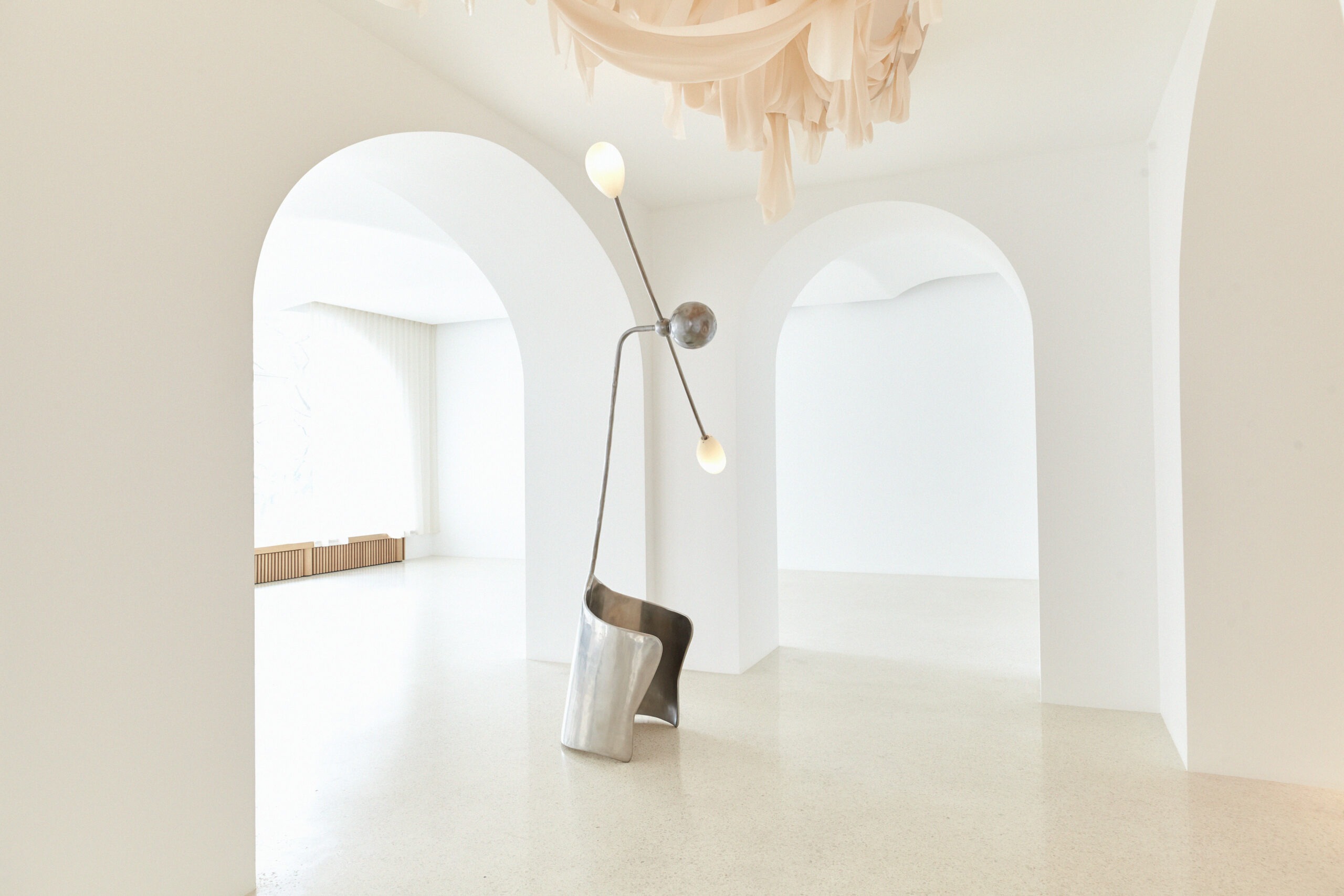 Moulin Floor Lamp In Brass & Hand Blown Glass by Atelier Ellery 6