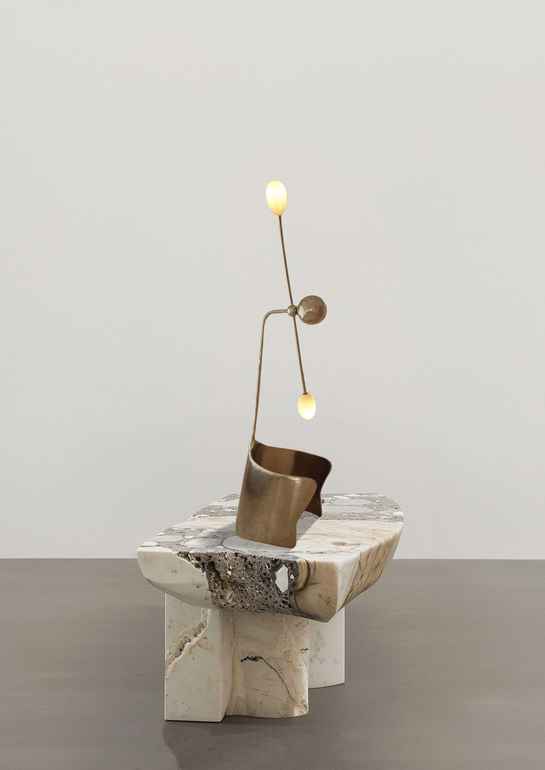 Moulin Table Lamp In Brass & Hand Blown Glass by Atelier Ellery 4