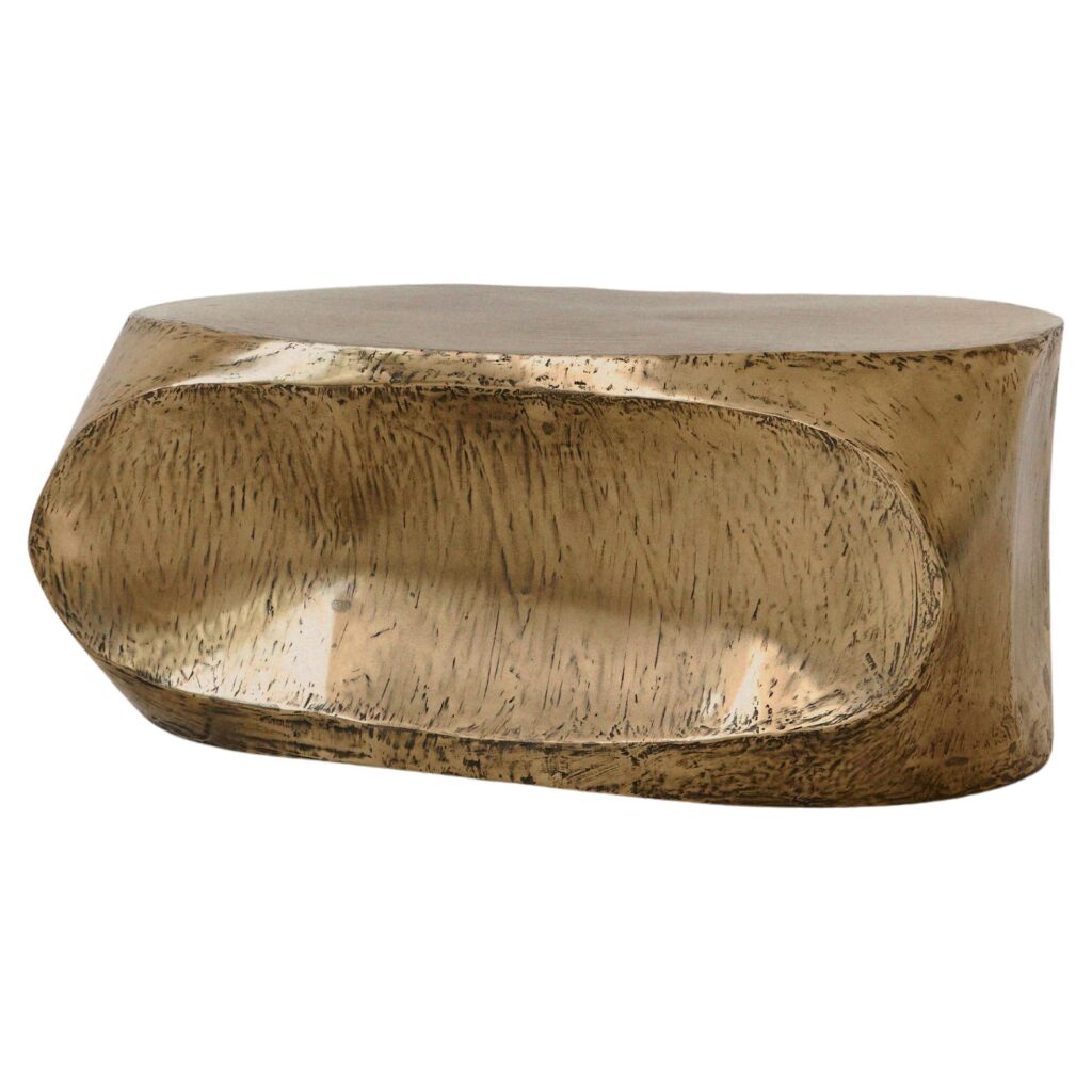 Rocher Medium Decorative Table In Brass Resin Over Inox by Atelier Ellery 1