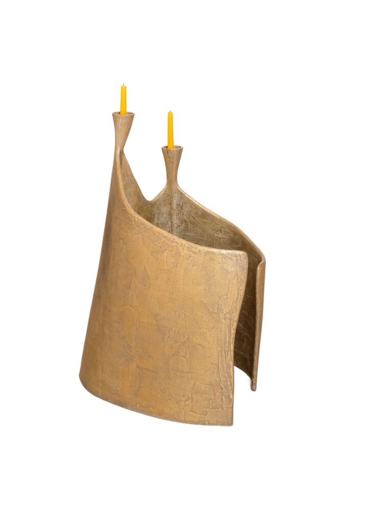 Space In Space Double Floor Candelabrum in Brass Metal Resin by Atelier Ellery 1