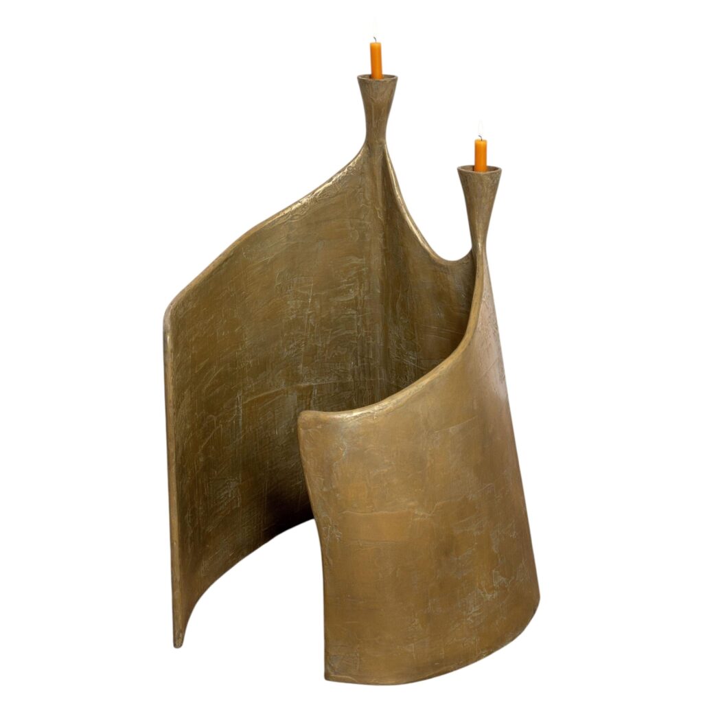 Space In Space Double Floor Candelabrum in Brass Metal Resin by Atelier Ellery 1