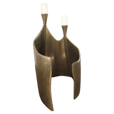 Space In Space Double Floor Candelabrum in Brass Metal Resin by Atelier Ellery