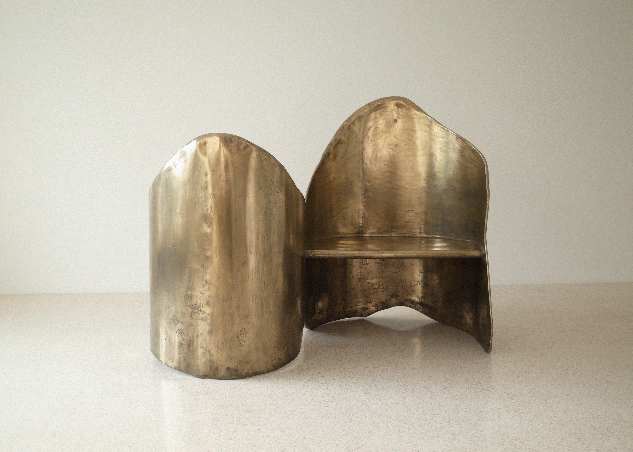 Toi & Moi Loveseat In Polished Brass Resin Over Inox by Atelier Ellery 7