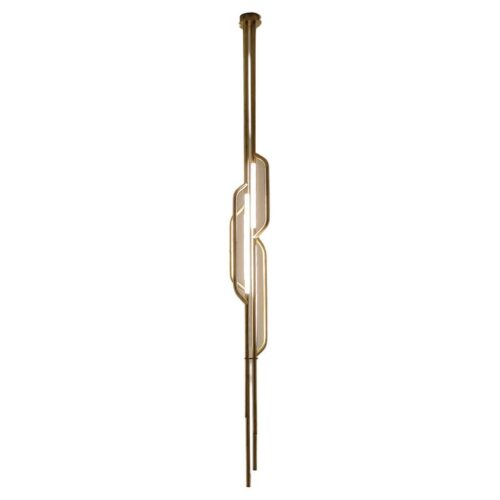 AT624 Suspension Lamp in Satin Brass with 4 White Acrylic Diffusers by Daluce 1