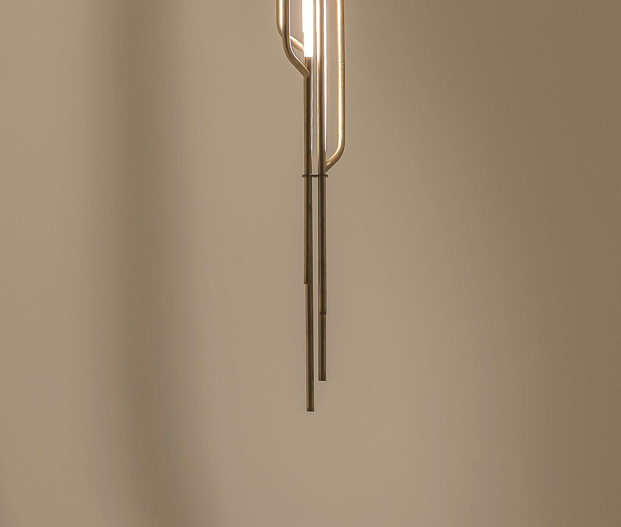 AT624 Suspension Lamp in Satin Brass with 4 White Acrylic Diffusers by Daluce 5