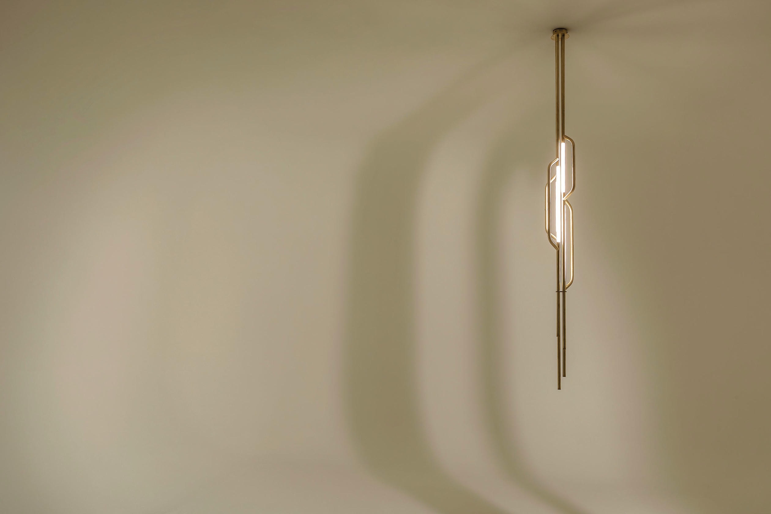 AT624 Suspension Lamp in Satin Brass with 4 White Acrylic Diffusers by Daluce 6