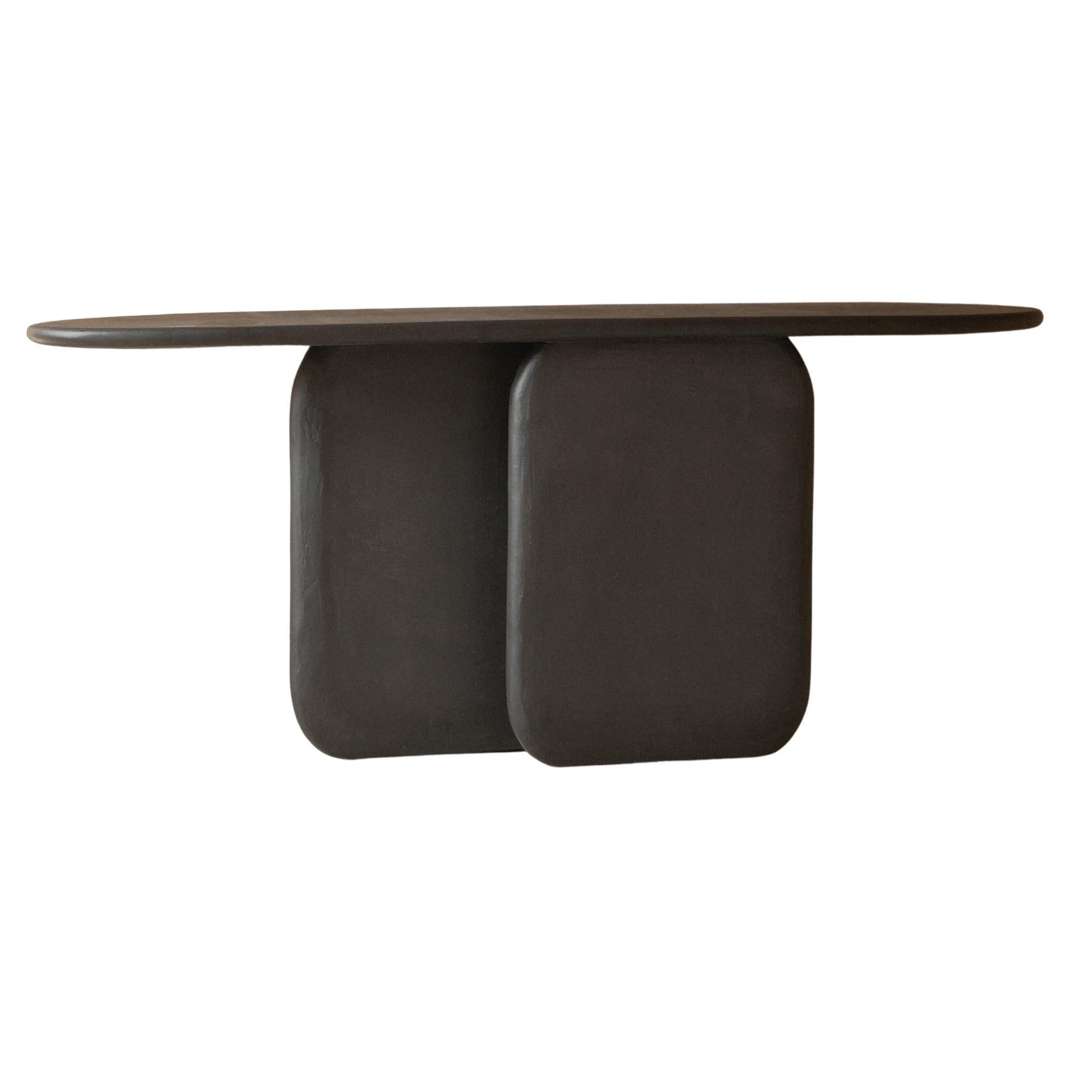 Black Solid Wood And Colored Mineral Lime Plaster Console by Dennis Kaiser 1