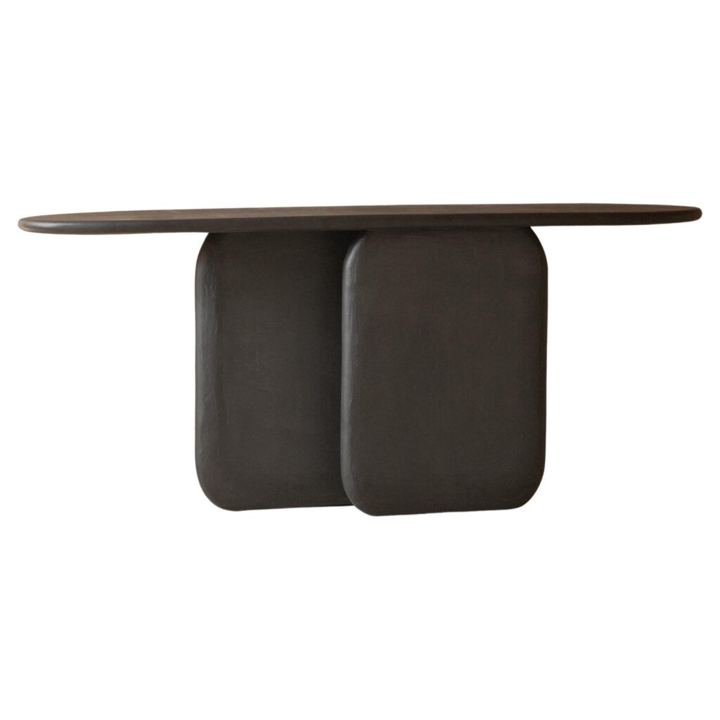 Black Solid Wood And Colored Mineral Lime Plaster Console by Dennis Kaiser 1