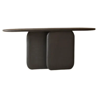 Black Solid Wood And Colored Mineral Lime Plaster Console by Dennis Kaiser