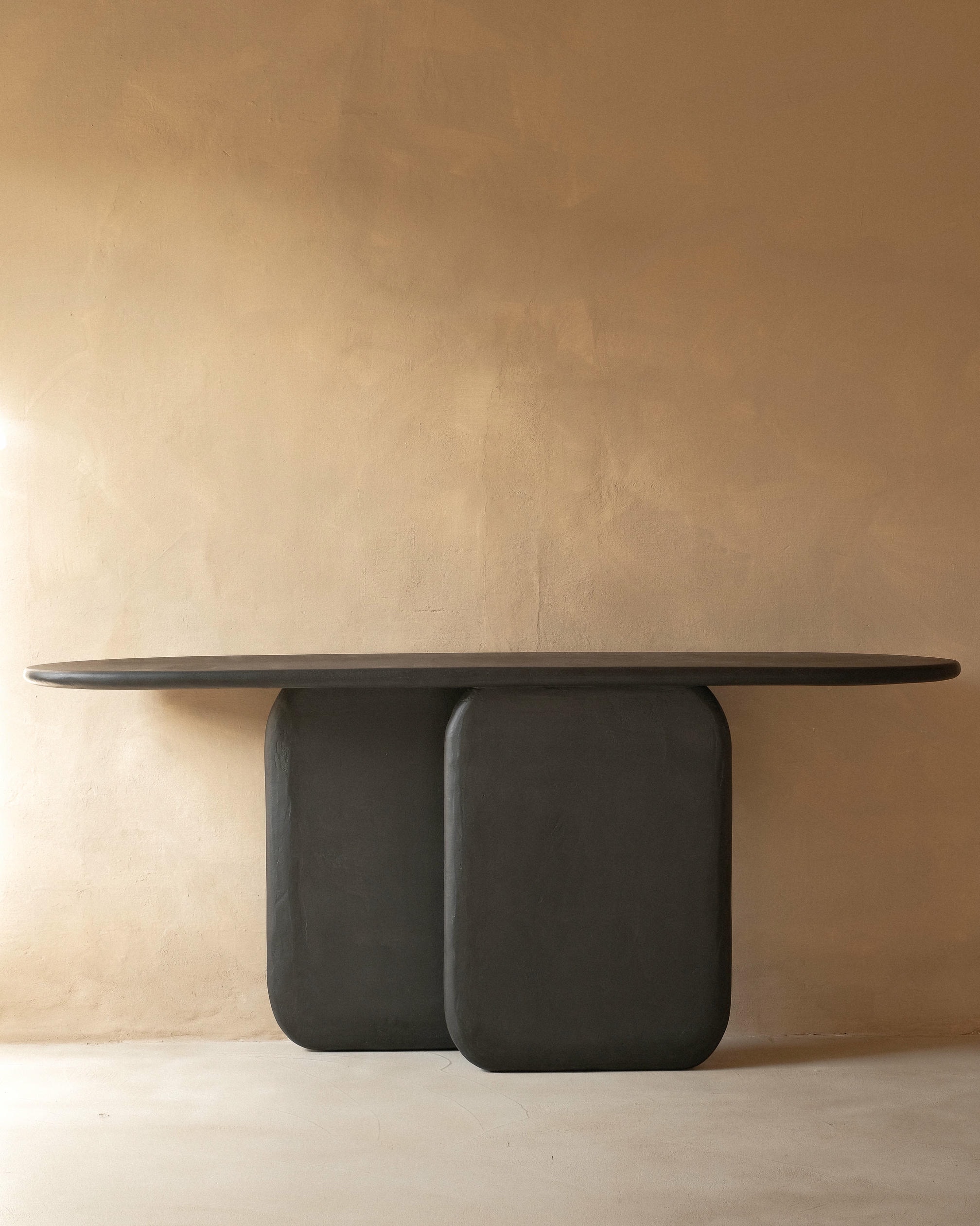 Black Solid Wood And Colored Mineral Lime Plaster Console by Dennis Kaiser 2