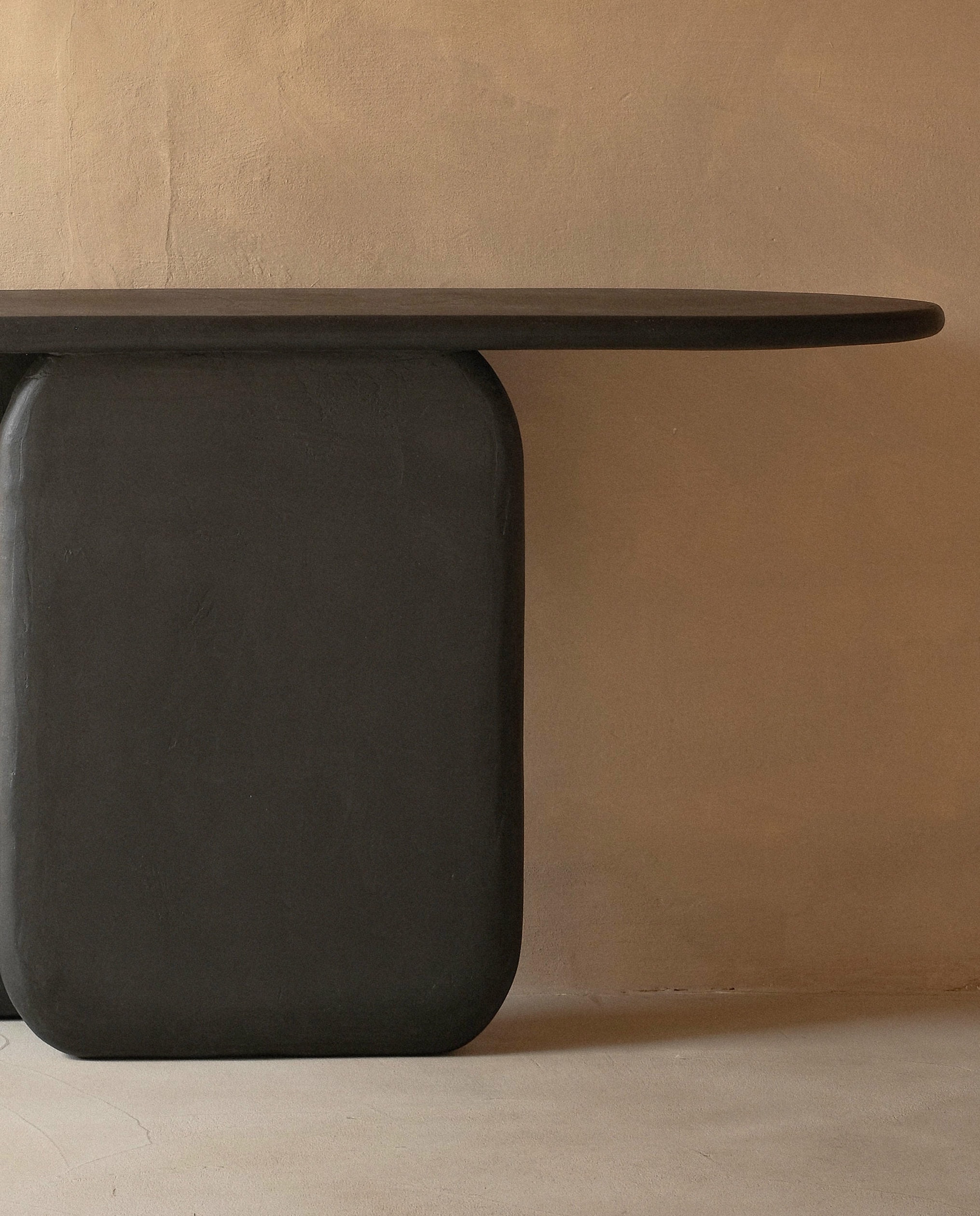 Black Solid Wood And Colored Mineral Lime Plaster Console by Dennis Kaiser 3