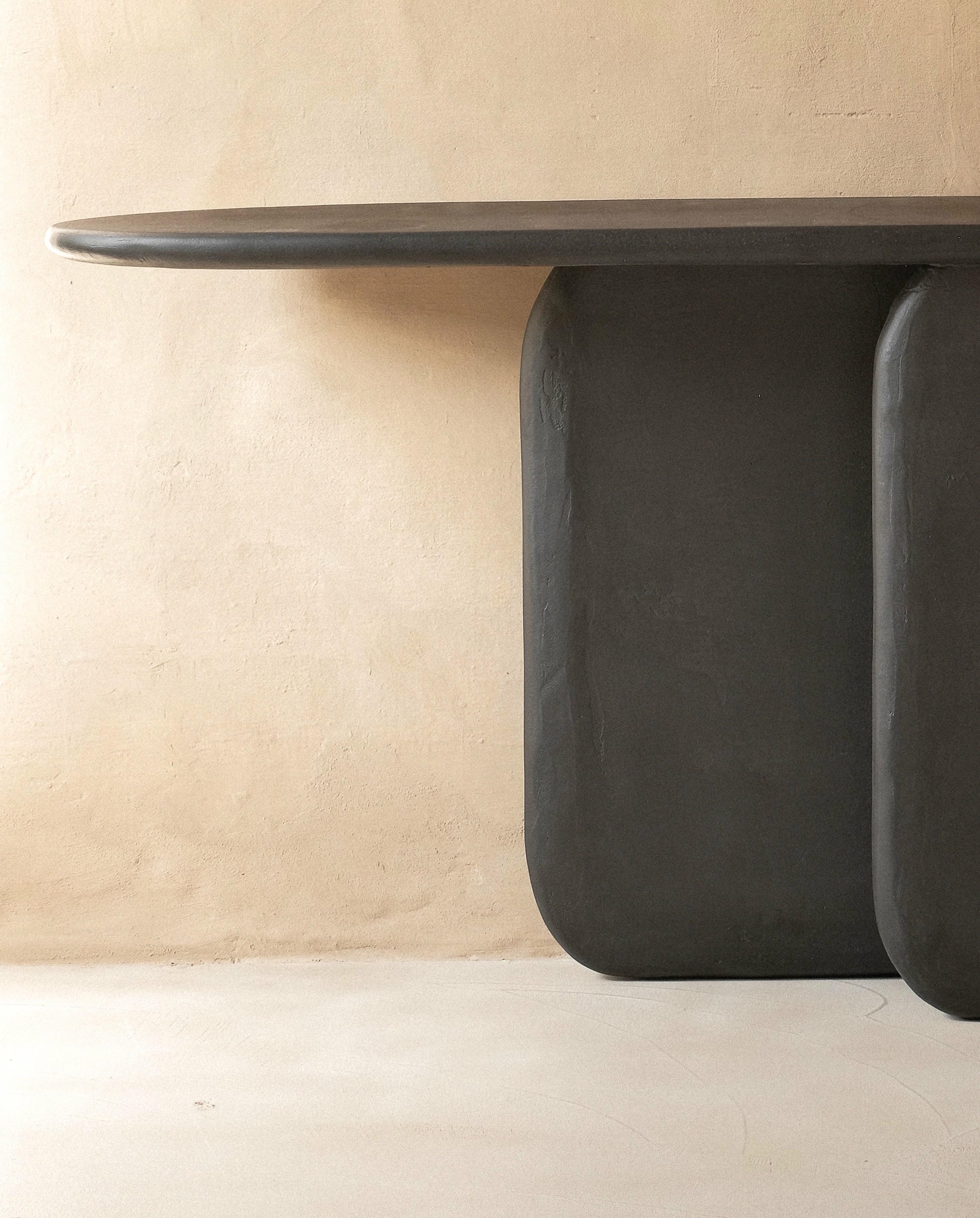 Black Solid Wood And Colored Mineral Lime Plaster Console by Dennis Kaiser 4