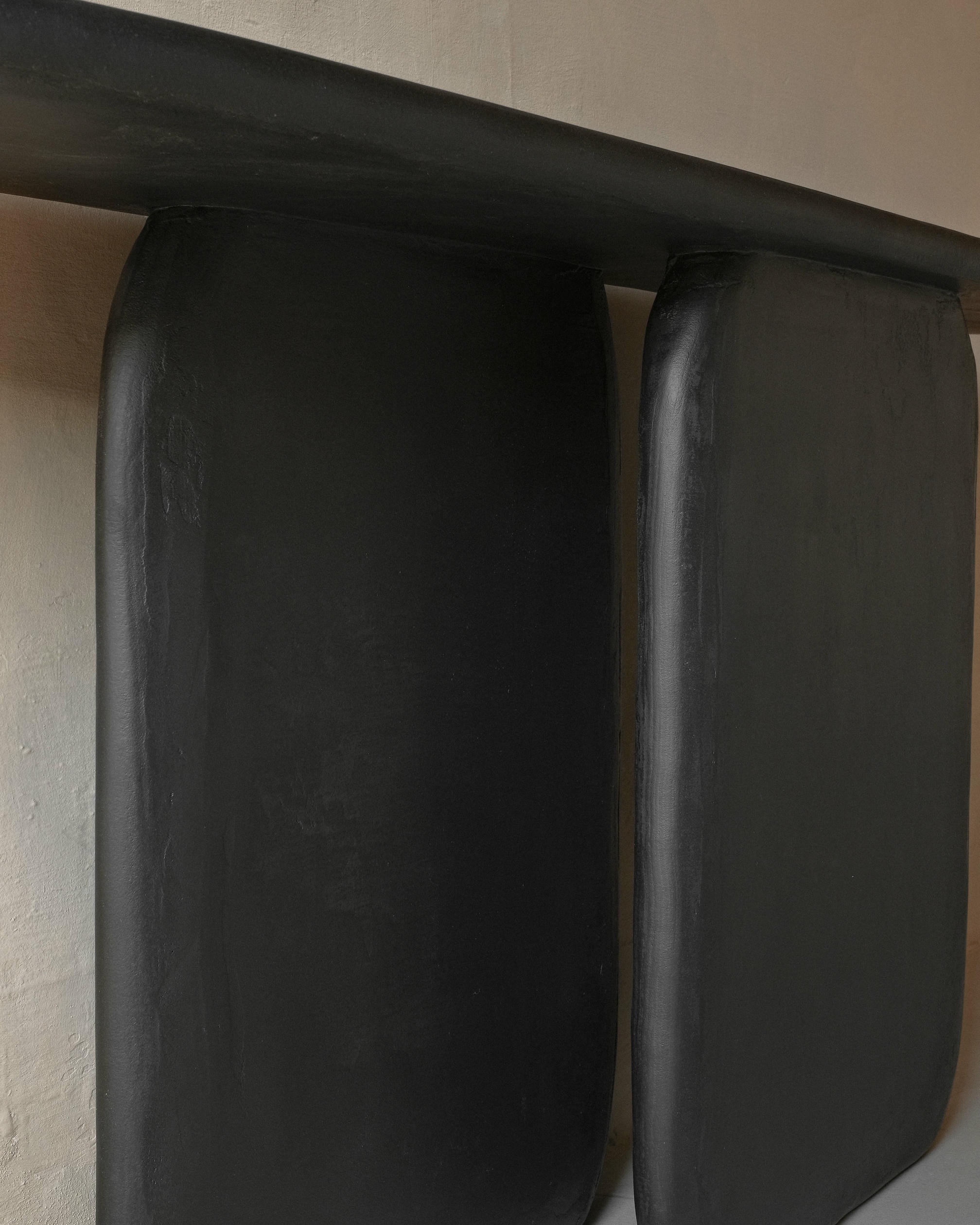 Black Solid Wood And Colored Mineral Lime Plaster Console by Dennis Kaiser 6