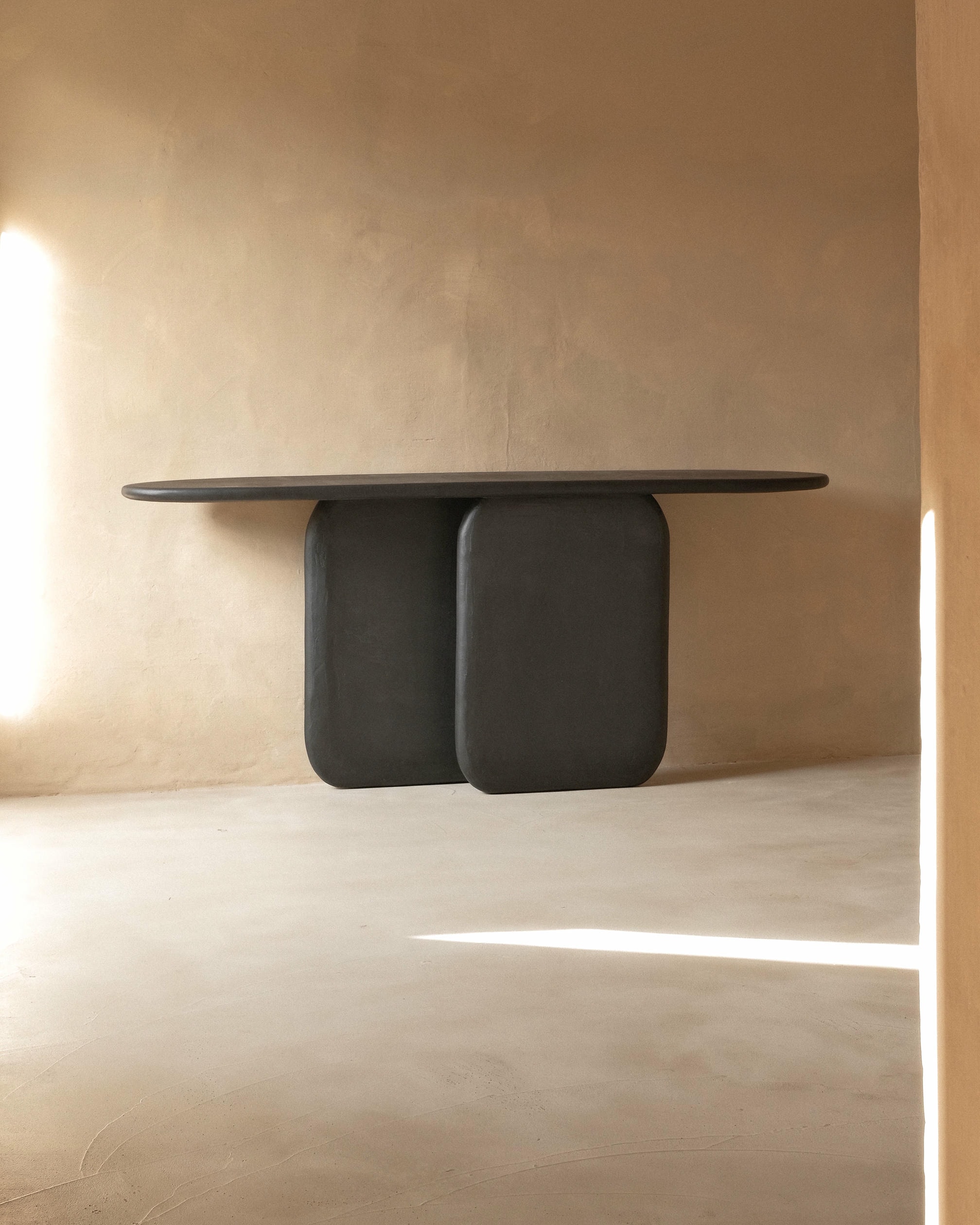 Black Solid Wood And Colored Mineral Lime Plaster Console by Dennis Kaiser 7