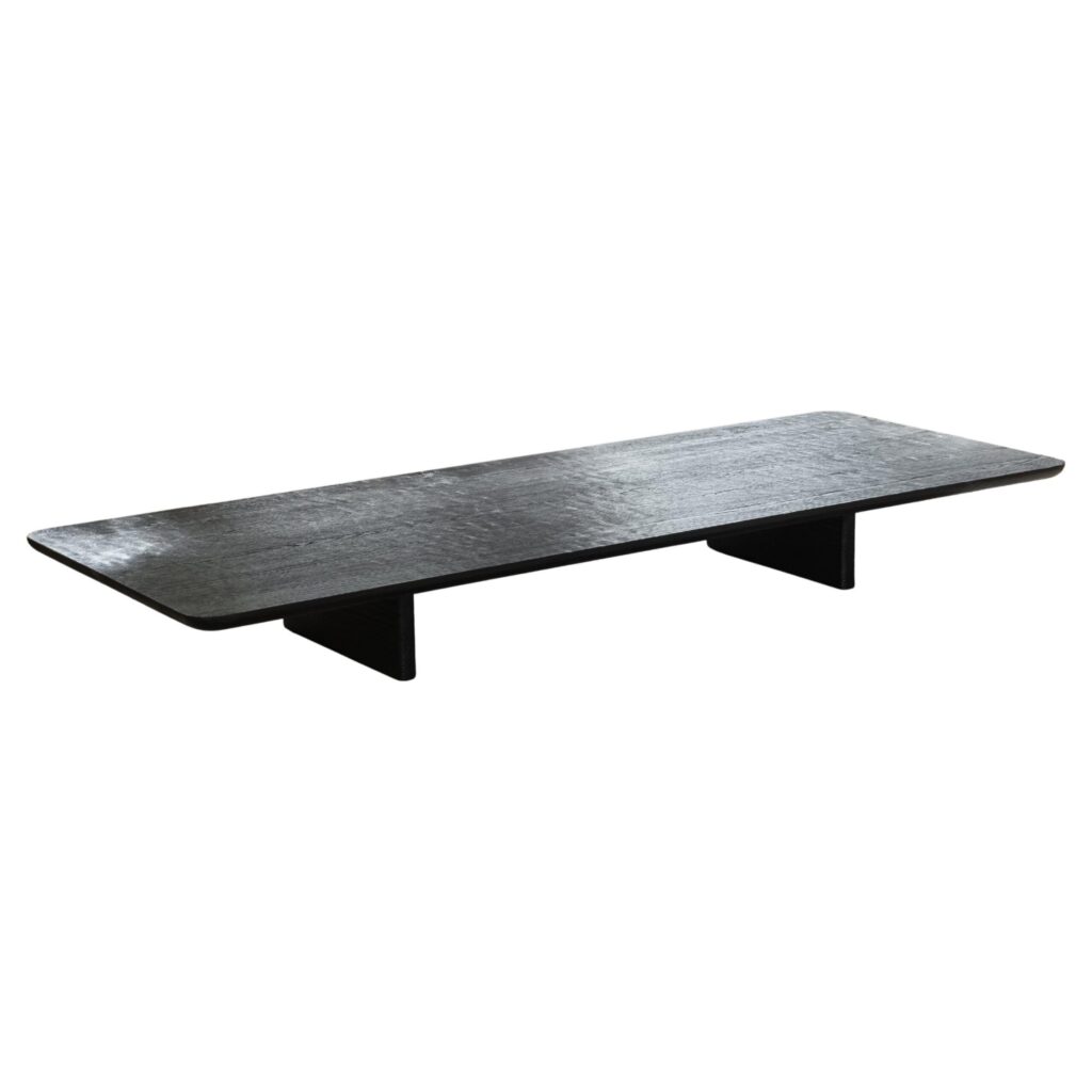 Contemporary Handmade Black Burned Oak Low Coffee Table by Dennis Kaiser 1