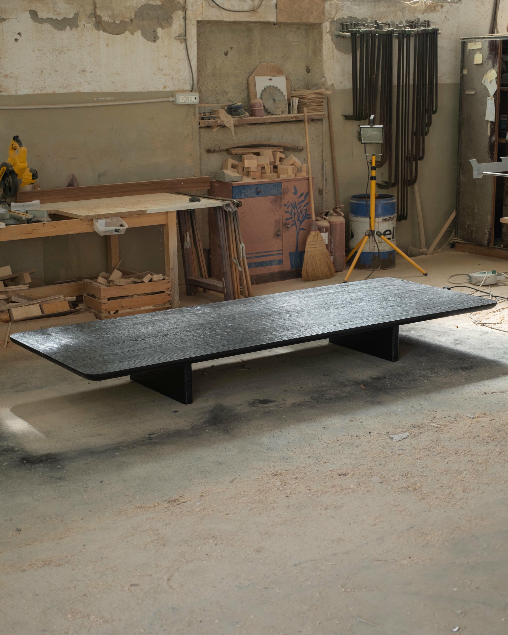 Contemporary Handmade Black Burned Oak Low Coffee Table by Dennis Kaiser 2