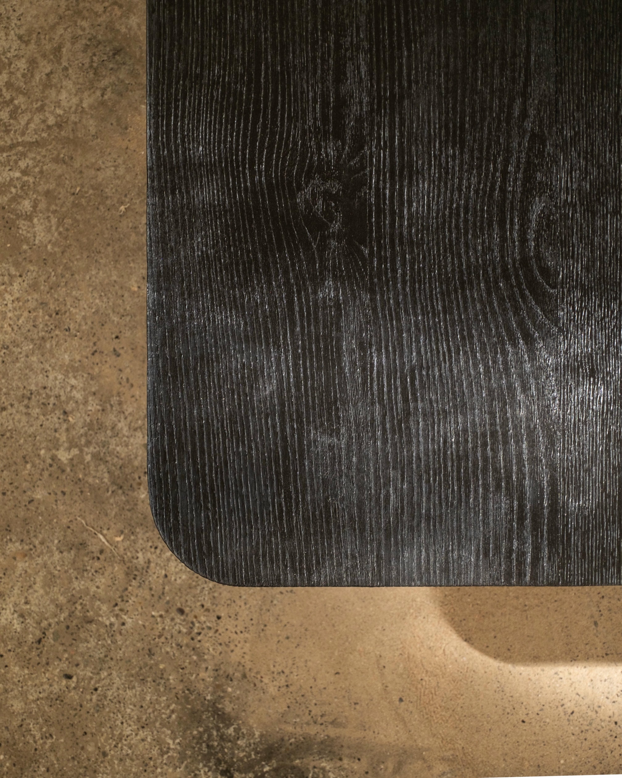 Contemporary Handmade Black Burned Oak Low Coffee Table by Dennis Kaiser 4