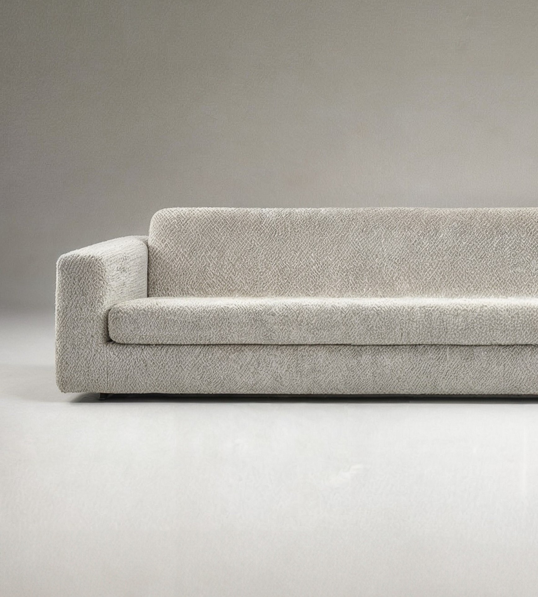 Contemporary Soft Beige Wool Bouclé Floating Sofa by Dennis Kaiser 3