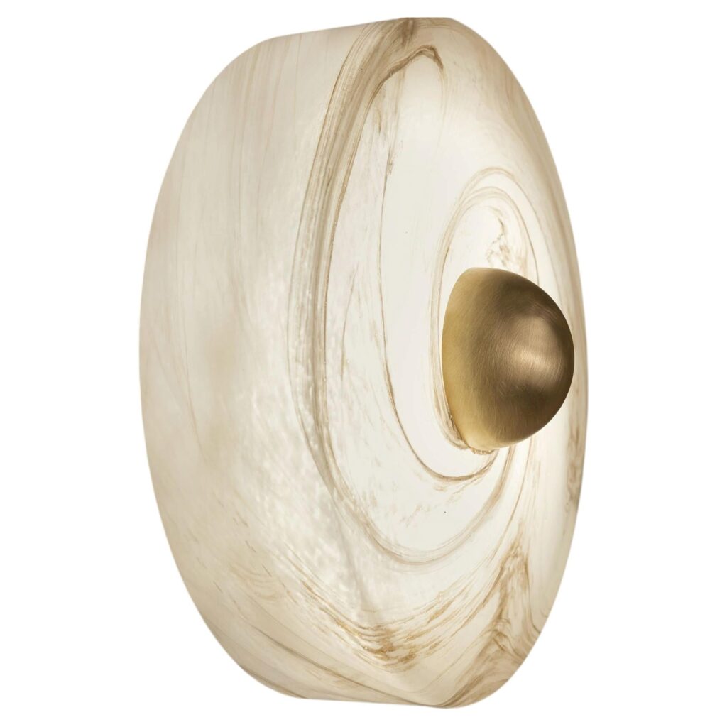 DL400 Wall Lamp In Blown Glass, Alabaster & Satin Brass by Daluce 1