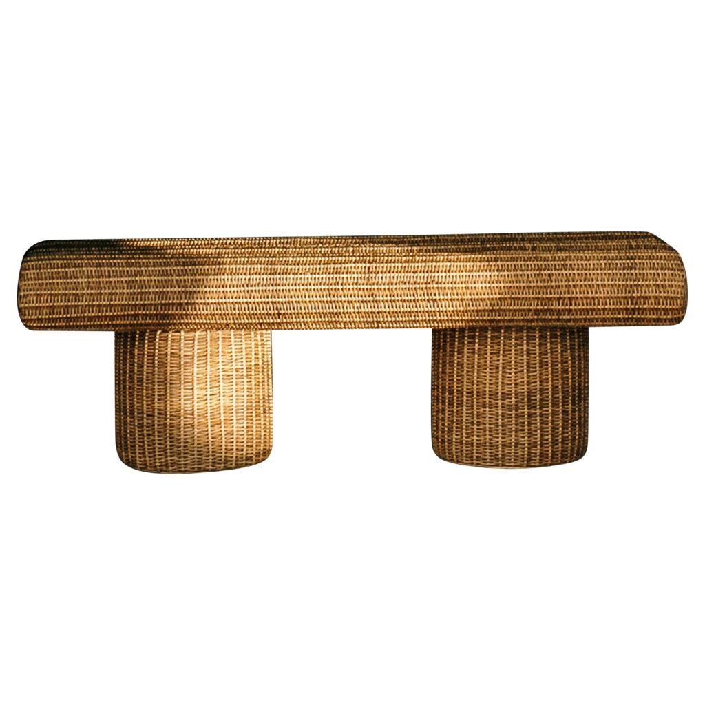 Ibuju 02 Medium Bench in Colombian Woven Yaré Natural Fiber by Fango Studio 1