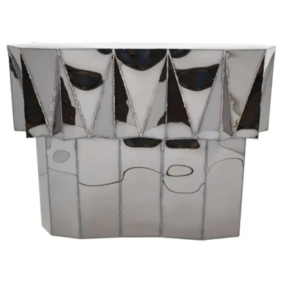 Jagged Edge Console in Welded Mirror-Polished Stainless Steel by Julian Mayor