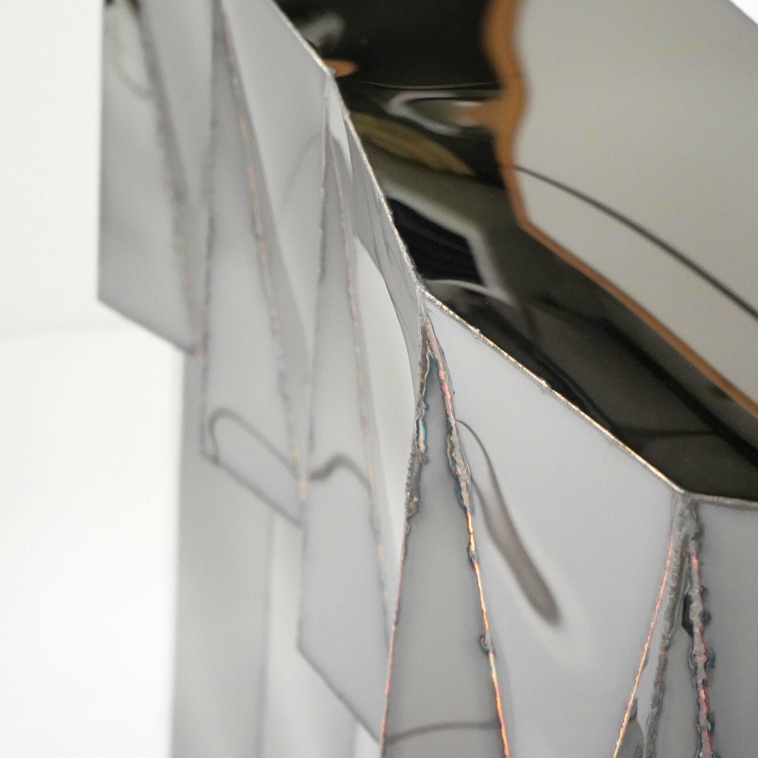 Jagged Edge Console in Welded Mirror Polished Stainless Steel by Julian Mayor 5