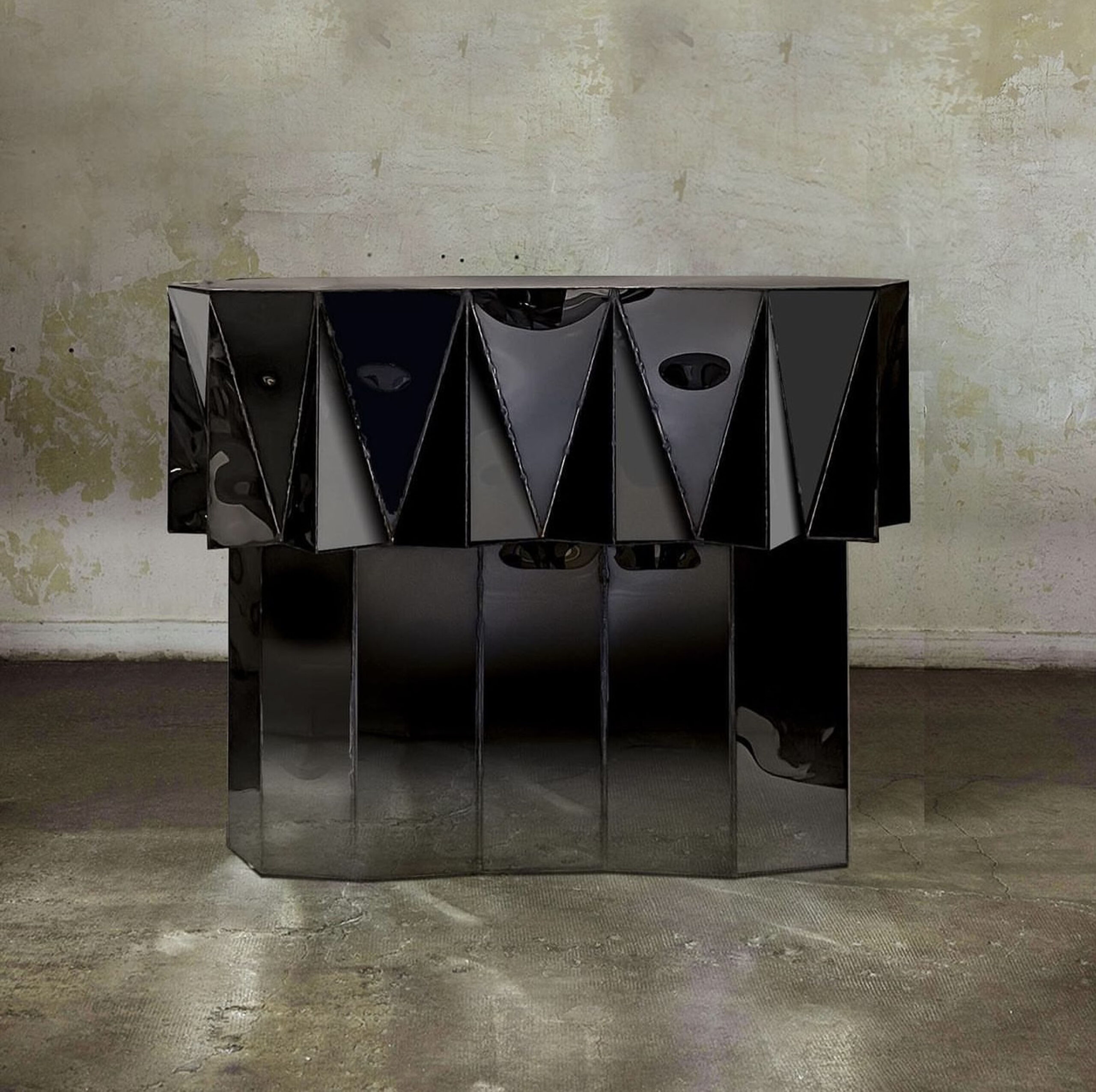 Jagged Edge Console in Welded Mirror Polished Stainless Steel by Julian Mayor 7