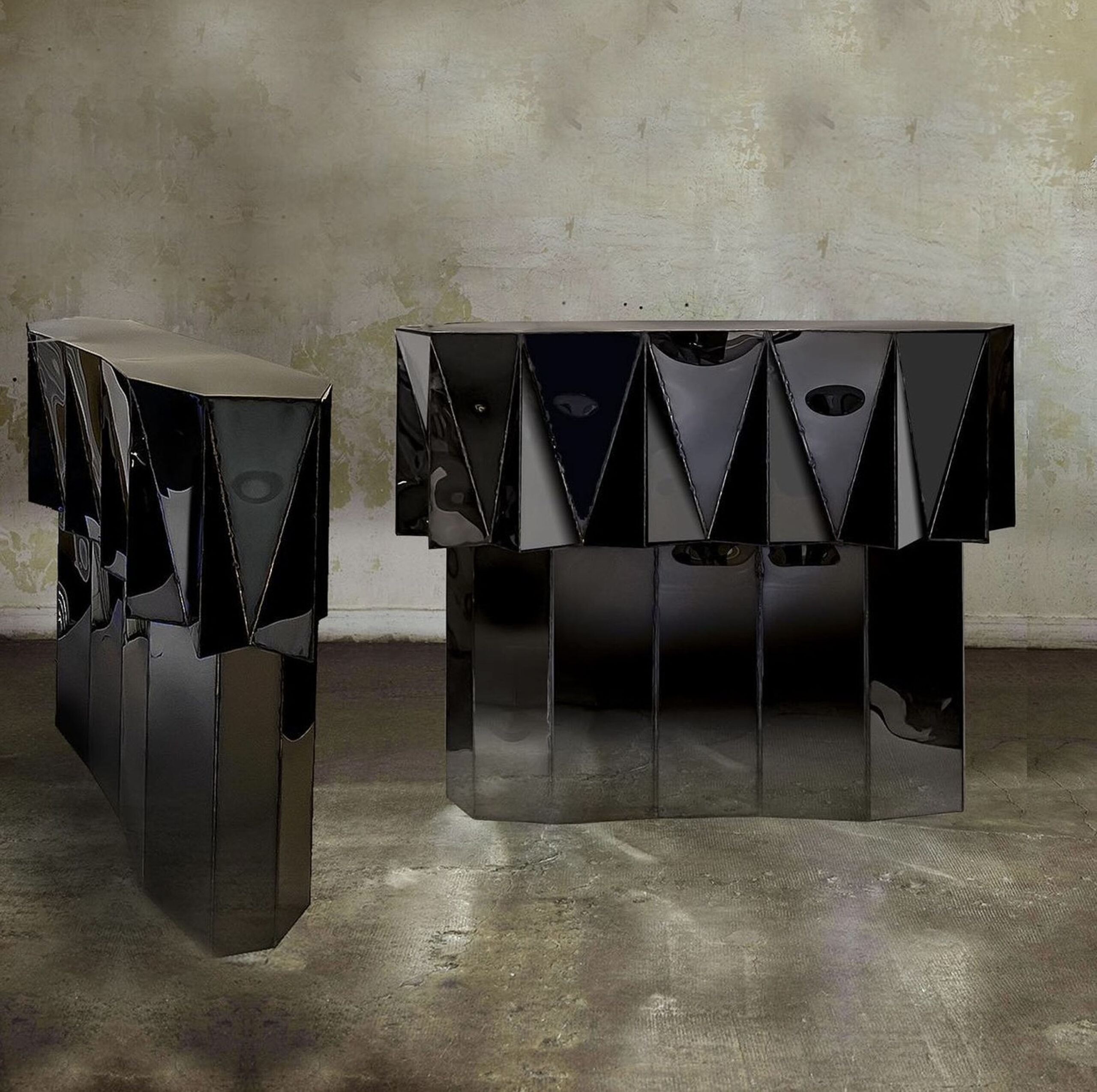 Jagged Edge Console in Welded Mirror Polished Stainless Steel by Julian Mayor 8