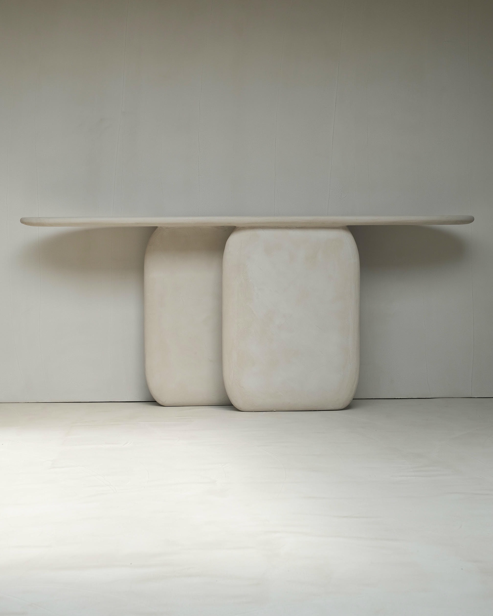 Sabbia Solid Wood And Soft Beige Mineral Lime Plaster Console by Dennis Kaiser 2