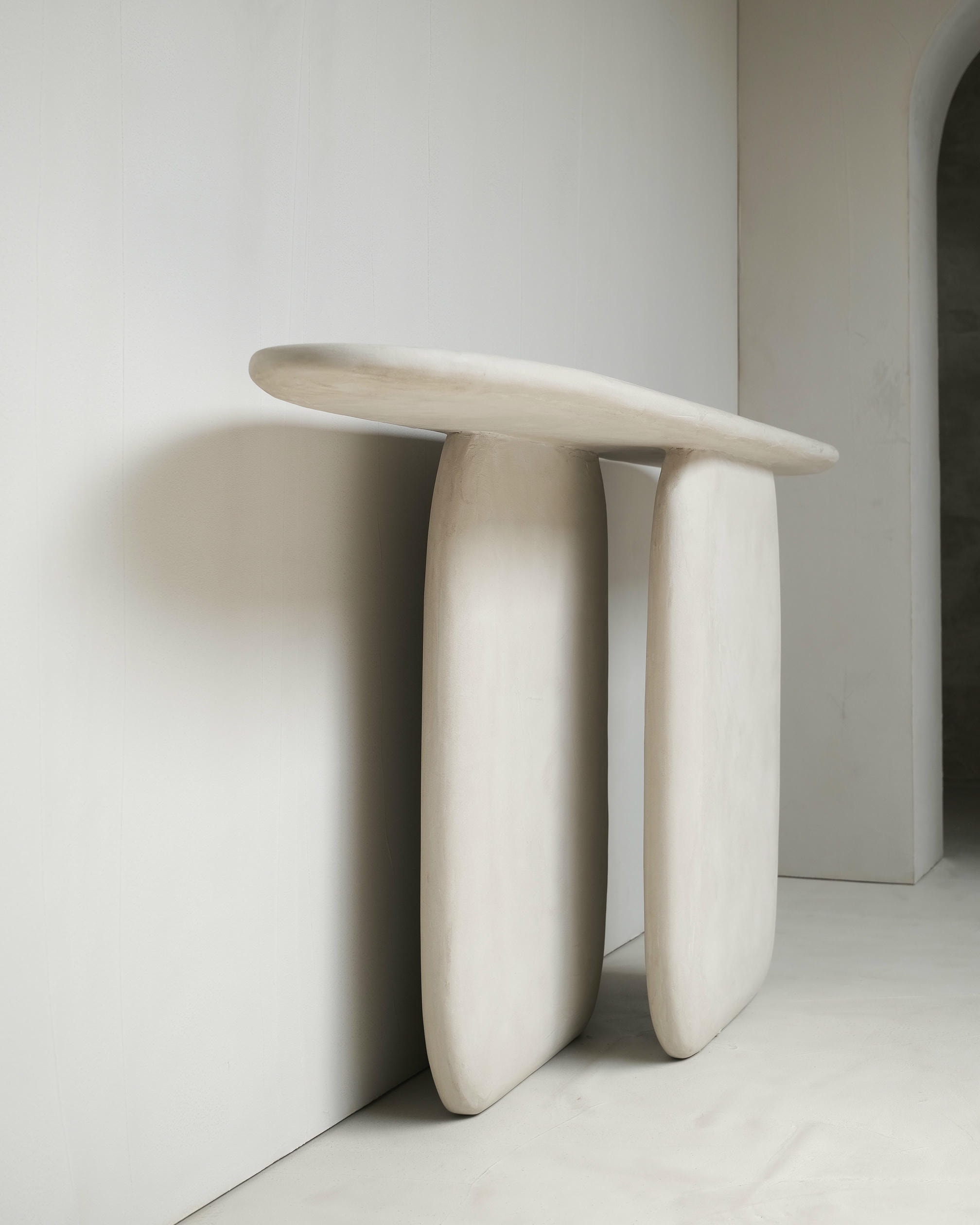 Sabbia Solid Wood And Soft Beige Mineral Lime Plaster Console by Dennis Kaiser 7