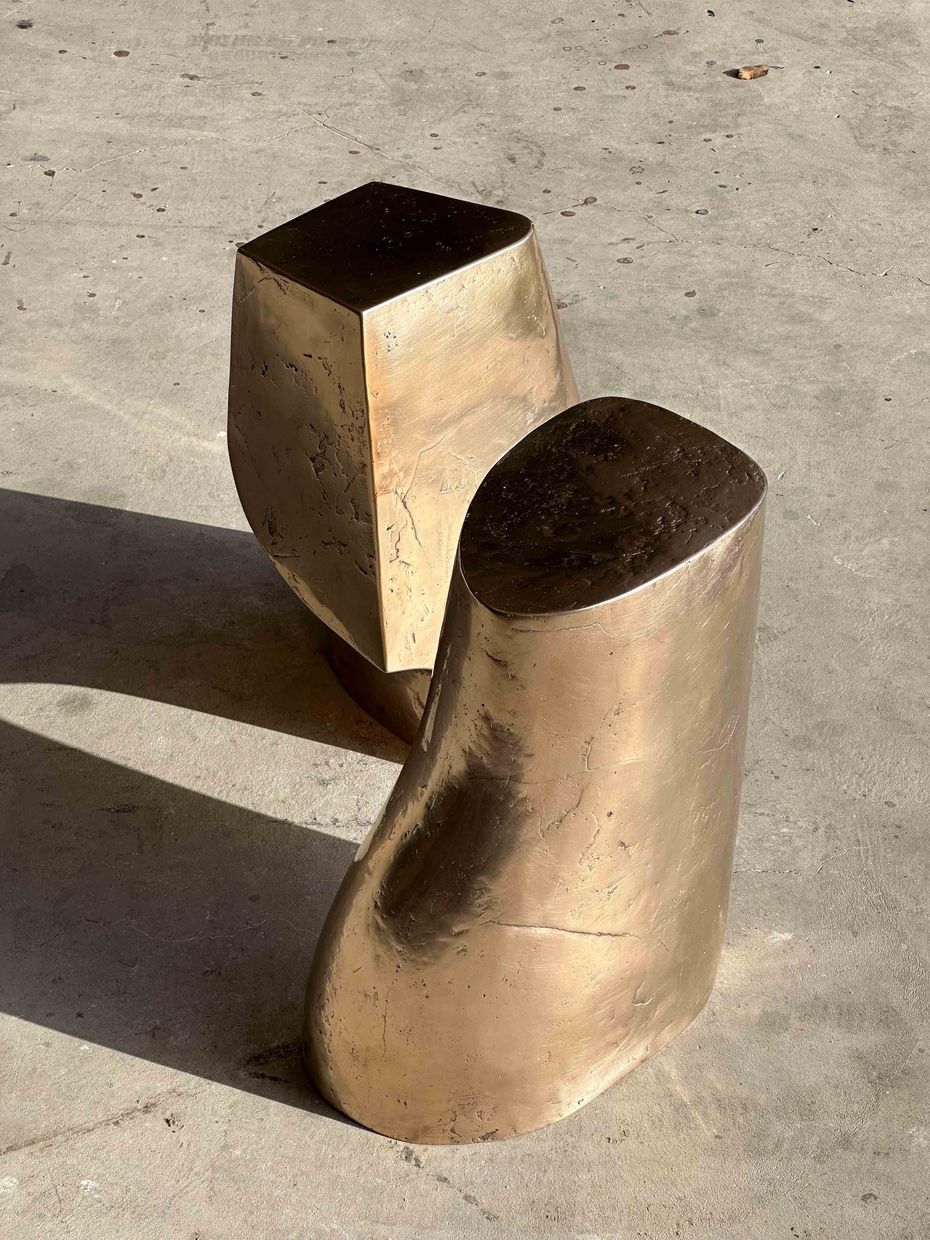 Set Of 2 Limited Edition Lost Wax Casted Bronze Palm Side Tables by Vogel Studio 4