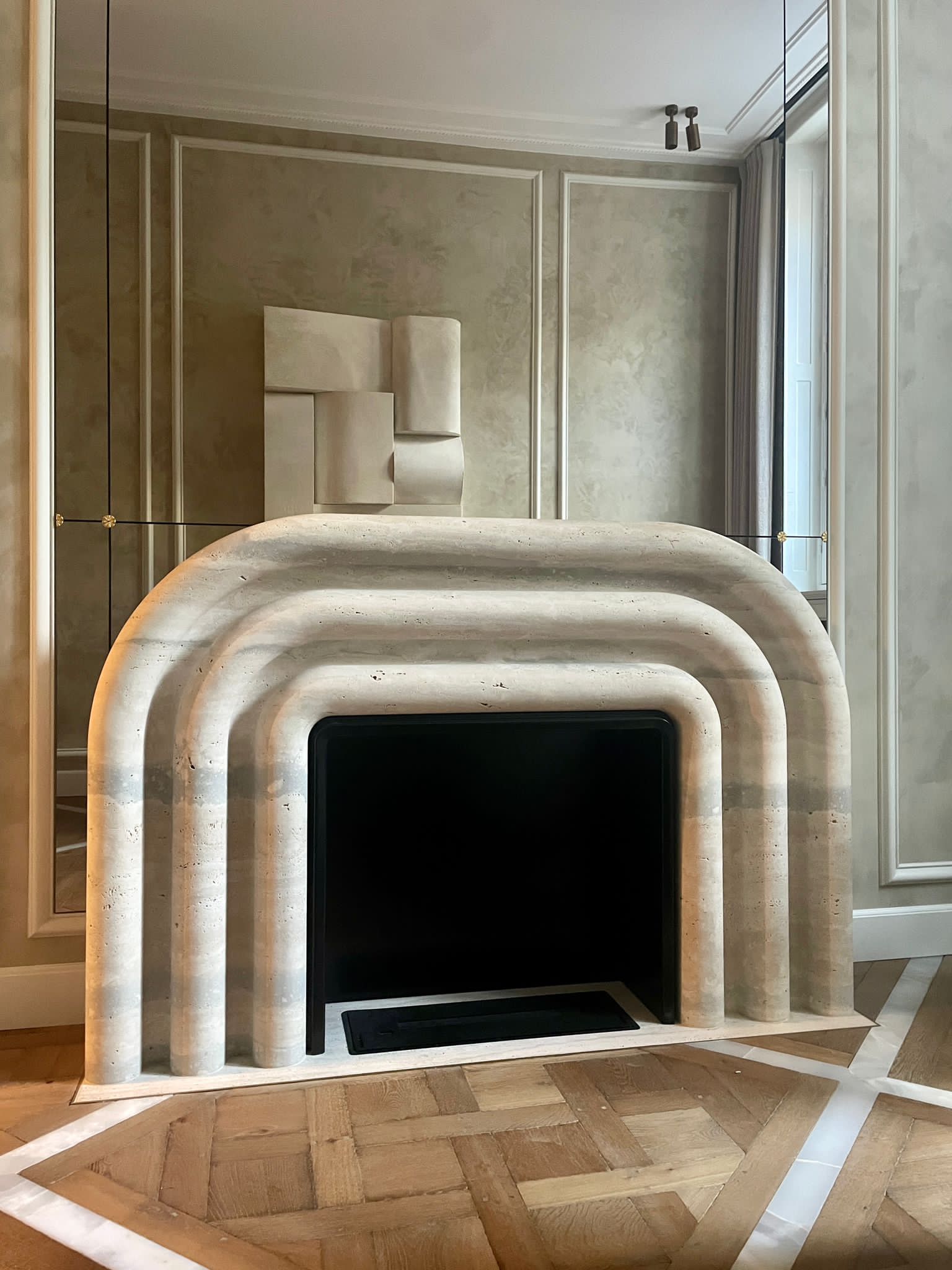 Stone and Marble Yara Chimney Fireplace by KY ARCHITECTURE 5