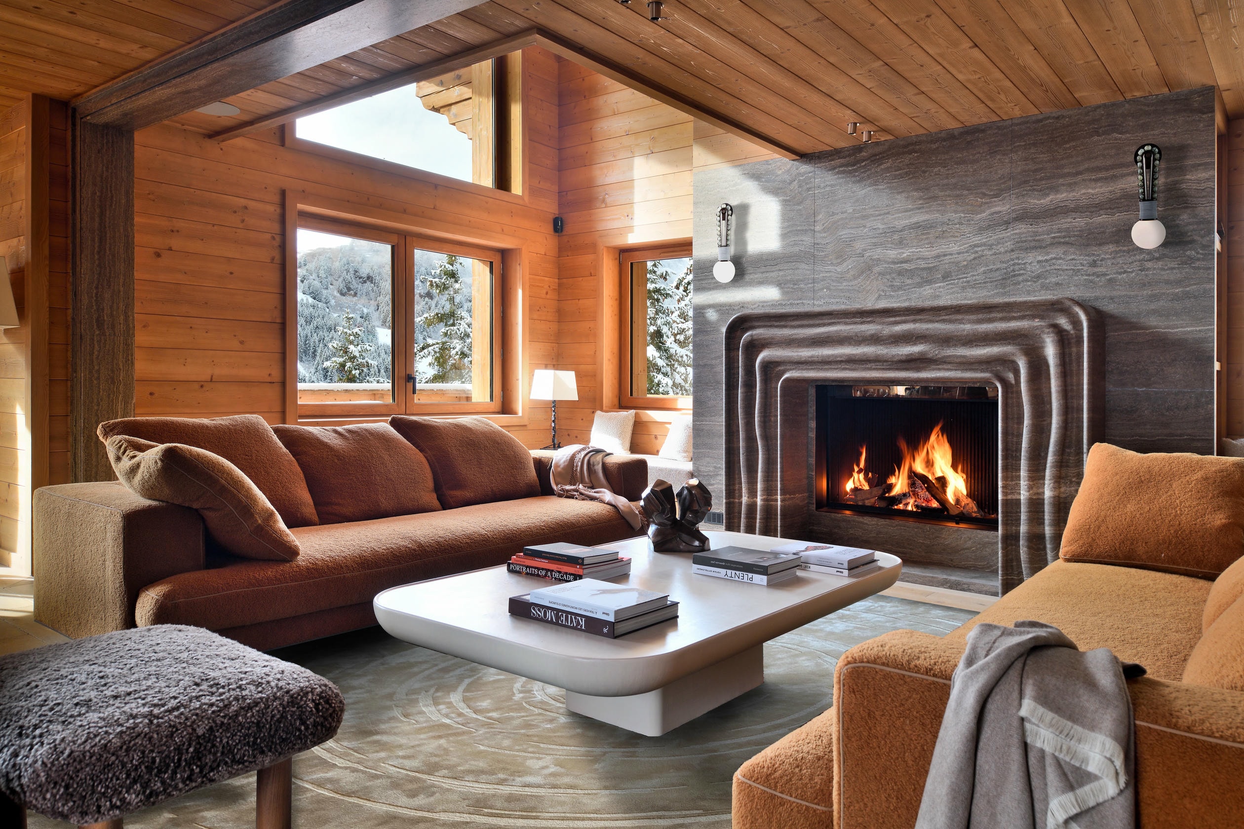 Stone and Marble Yzi Chimney Fireplace by KY ARCHITECTURE 6