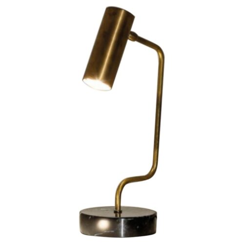 TF200 Table Lamp In Satin Brass with Black Marble Base by Daluce 1