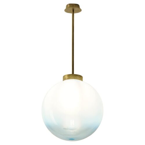 TF530 Ceiling Lamp in Satin Brass with a White Blown Glass Sphere by Daluce 1