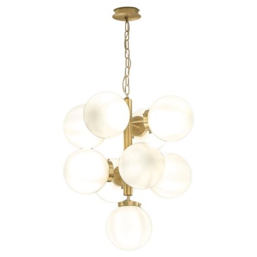 TF600 Suspension Lamp in Satin Brass with Blown Glass Spheres by Daluce 1