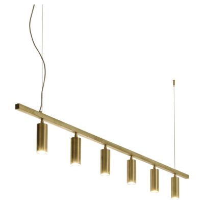 TF606 Suspension Lamp in Satin Brass with Orientable Tubular Diffusers by Daluce