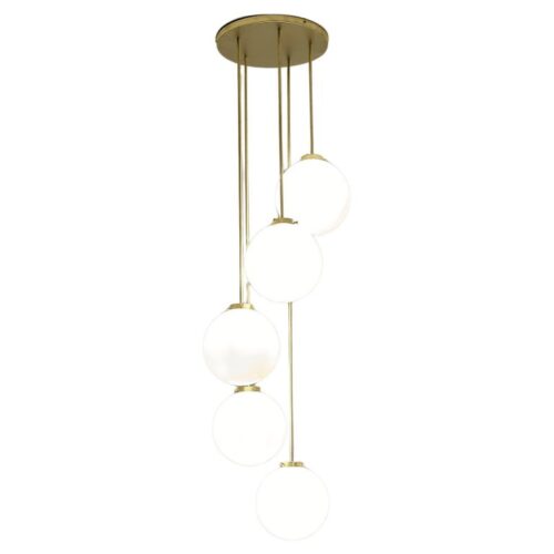 TF625 Suspension Lamp in Satin Brass with Blown Glass Spheres by Daluce 1