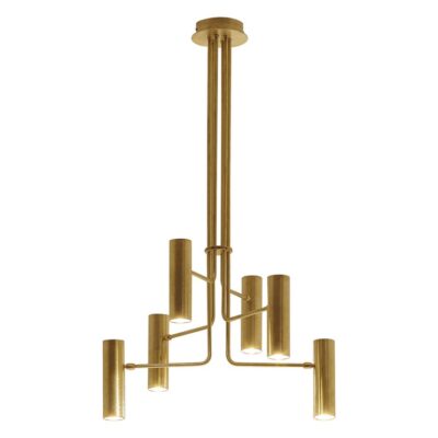 TF660 Suspension Lamp in Satin Brass with Orientable Tubular Diffusers by Daluce