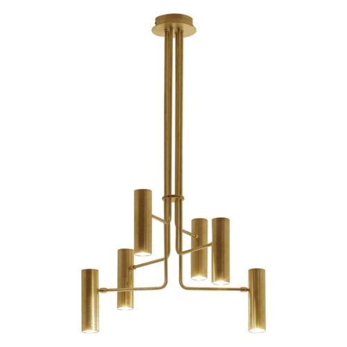 TF660 Suspension Lamp in Satin Brass with Orientable Tubular Diffusers by Daluce 1