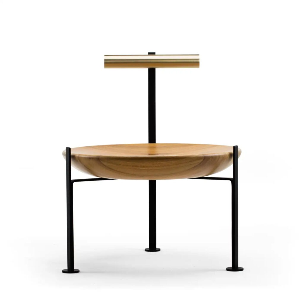 Wood, Brass and Glass Poltrona Canoa by Atelier Andre Ferri 1