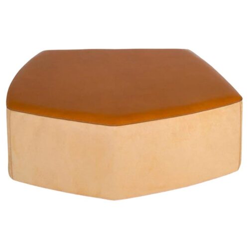 Big Pouf in Vegetable Leather Suede Poplar Plywood by Oscar Maschera 1