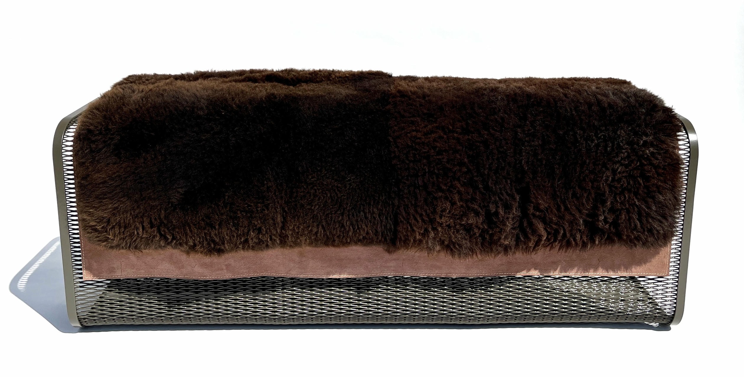 Caballito Blanco Large Bench in Leather Fabric by Oscar Maschera 8