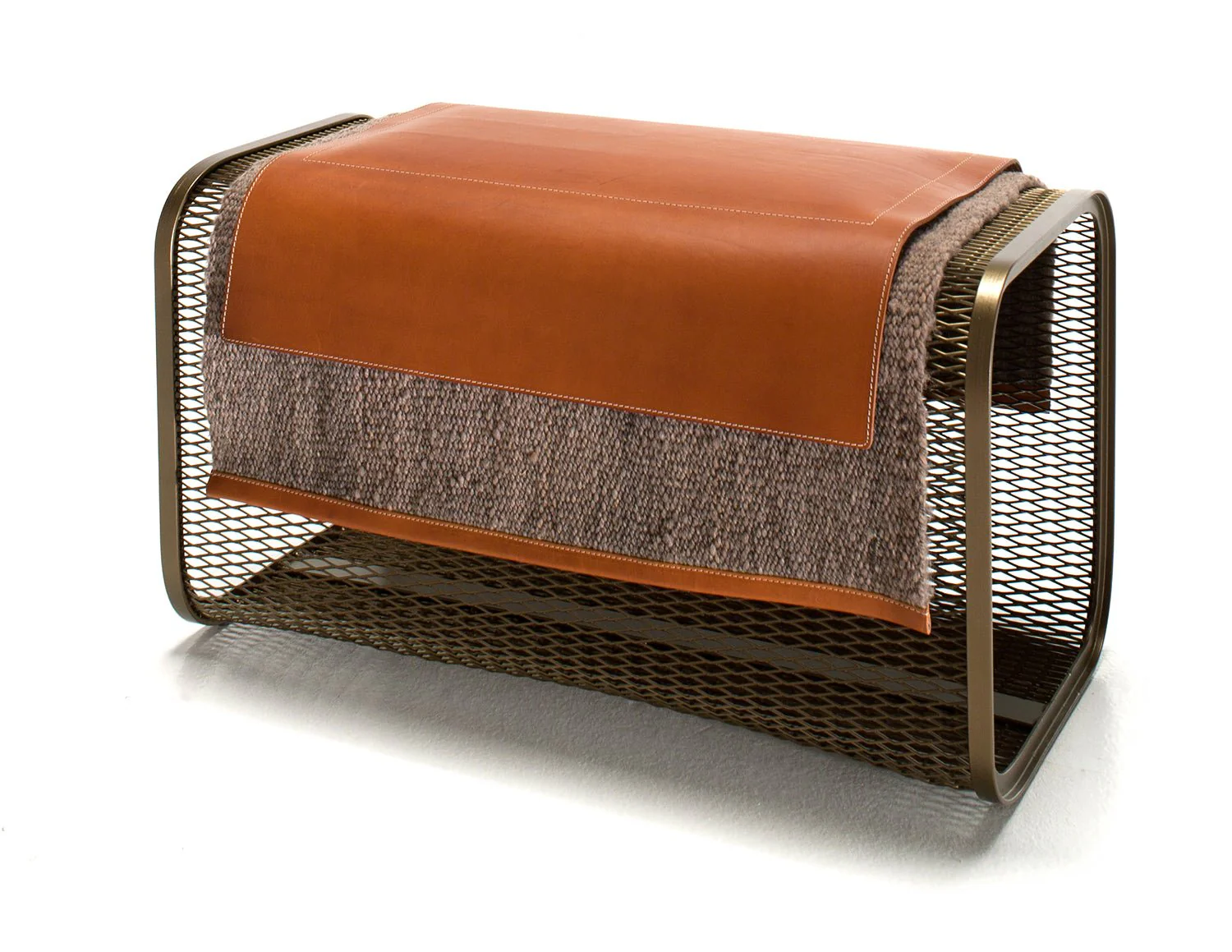 Caballito Piccolo Bench in Leather & Fabric by Oscar Maschera 1