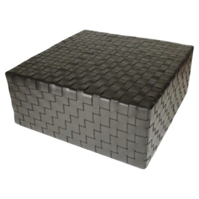 Castagno Large Pouf in Italian Vegetable Tanned Woven Leather by Oscar Maschera