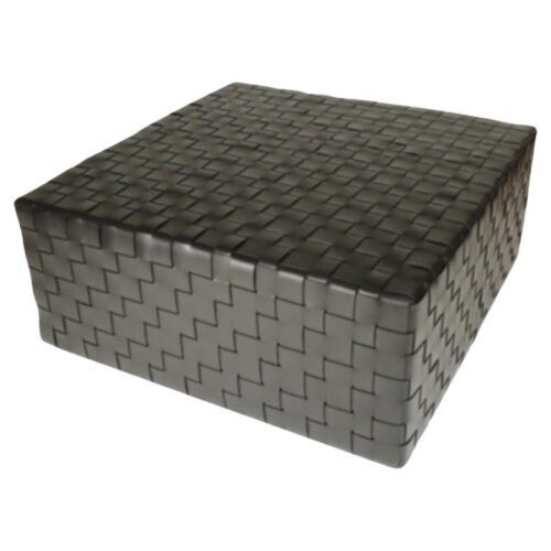 Castagno Large Pouf in Italian Vegetable Tanned Woven Leather by Oscar Maschera 1