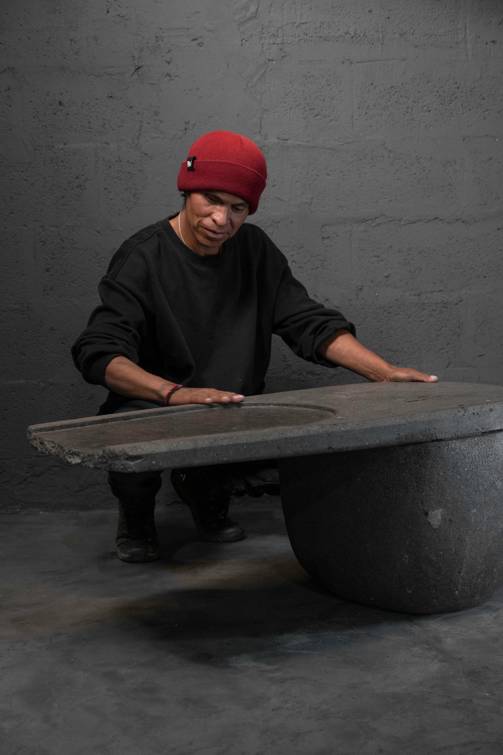 Centro Unique Coffee Table in Handcarved Volcanic Stone by Estudio Andean 15