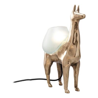 Llama Decorative Table Lamp in Polished Bronze & Glass by Estudio Andean